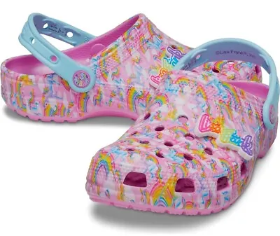 CROCS Lisa Frank Rainbow Unicorn Classic Clog PINK Women’s Size 10 Men’s Size 8 • $37