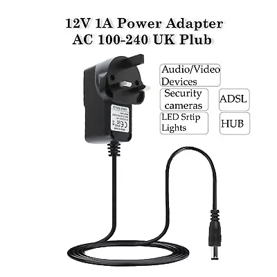 12V 1A AC/DC UK Plug Power Supply Adapter Charger Mains Transformer For LED CCTV • £5.89