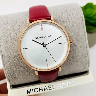 New Michael Kors Women's Jayne Three-Hand Red Leather Watch - MK7103 • $99