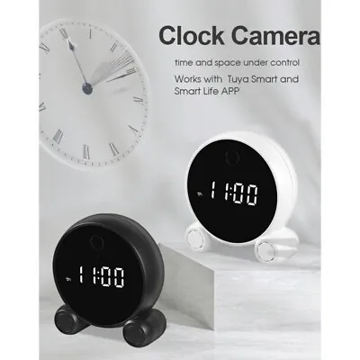 $77.99 • Buy WiFi Wireless Security Cam HD 1080P Alarm Clock Night Vision Motion Detection