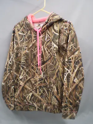 Mossy Oak Shadow Grass Blades Camo Hoodie Pink Ladies  M Hunting Sweatshirt • $14