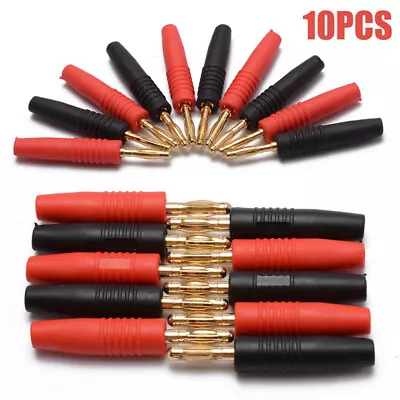 2Pcs 4mm Wire Cord Solder Type Male Banana Plug Jack Connector Gold Plat.ou • $2.83