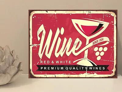 1x Wine Quote Rustic Retro Metal Plaque Sign Gift House Novelty (mt63) • £4.50