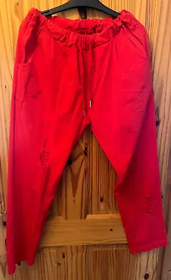 Made In Italy Magic Trousers/Pants Red - Best Fit 14/16/18 • £7.50