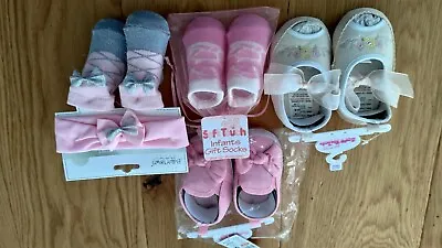 Baby Girls Set Bundle Sock Headband Shoes Pink 🩷 • £5.99