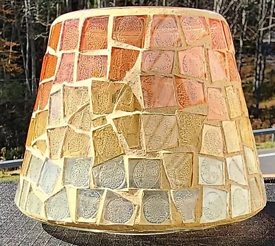 Home Interiors Orange & Gold Mosaic Glass Candle Lamp Shade For Jar Candle EUC  • $12