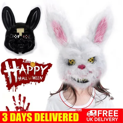 Bunny Bloody Plush Mask Halloween Horror Scary Creepy Killer Rabbit Costume • £6.93