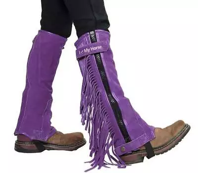 Tahoe Tack Children's Suede Leather Multi Purpose  I Love My Horse  Half Chaps W • $24.99