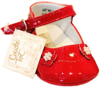 COUCHE TOT Baby Girl PRAM SHOES Pre Walker High Gloss RED Soft Patent Leather  • £9.99