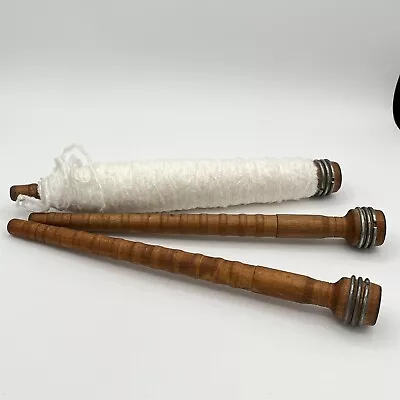 Textile Mill Wood Quill Spools Primitive Industrial Spindles Bobbins Yarn Qty- 3 • $9