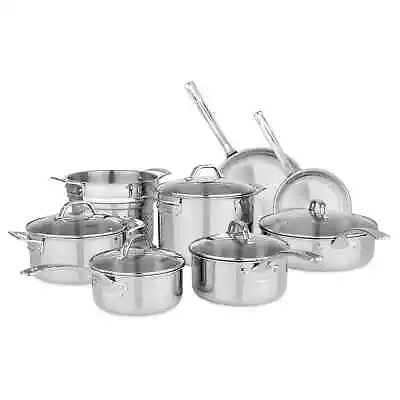 $307.81 • Buy Viking 13-Piece Tri-Ply Stainless Steel Cookware Set With Glass Lids