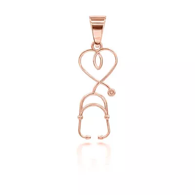 Rose Gold Heart Stethoscope Pendant Necklace • $323.64