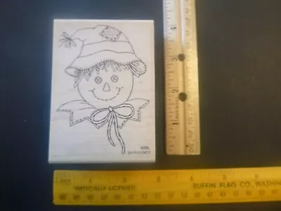 Scarecrow Face - Fall / Autumn - Wood Mounted Rubber Stamp • $10.50