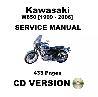 Kawasaki W650 1999 - 2006 (99-06) Service Repair Maintenance Manual - CD (Disc) • $12.95