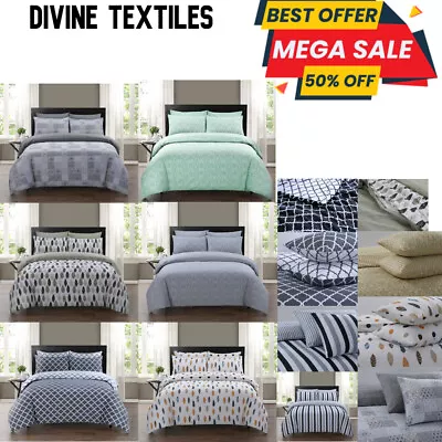 Printed Duvet Cover Set 100% Egyptian Cotton Quilt Bedding Sets Double King Size • £17.09