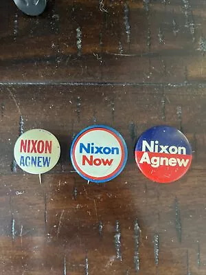 Vintage 1972 Nixon Campaign Pin Buttons Lot Of 3 Pres. Nixon & Nixon/Agnew  • $15.99