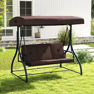 3-Seat Outdoor Converting Patio Swing Glider Adjustable Canopy Porch Swing • $229.49