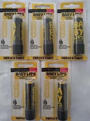 Lot Of 5 💋MAYBELLINE NEW YORK BABY LIPS Electro (Fierce N Tangy) Discontinued • $15.35