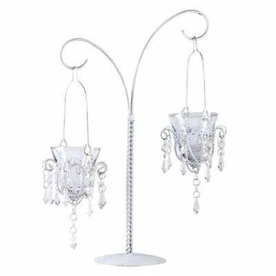 Dual Chandelier White Votive Candle Holders W/Stand • $21.60