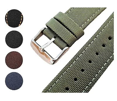 £13.95 • Buy Premium Canvas Sailcloth Watch Strap 18mm 20mm 21mm 22mm 24mm Green Black Blue