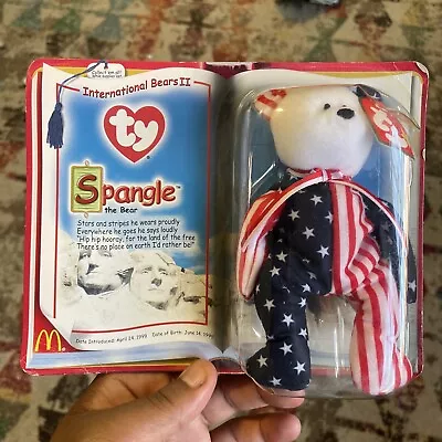 Retired TY Spangle The Bear Teenie Beanie Babies 2000 McDonalds American Flag • $500