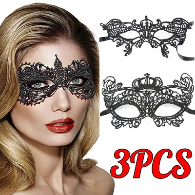 3PCS Sexy Women Black Lace Eye Face Mask Masquerade Party Prom Halloween Costume • $12.99