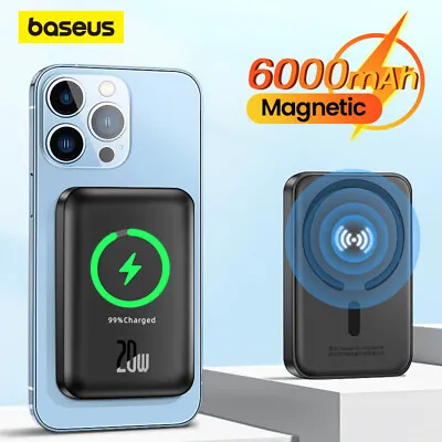 Baseus Power Bank Magnetic Wireless Charger 20W Battery For IPhone 14 13 Pro Max • £26.99