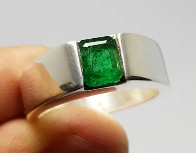 Real Panjsher Afghanistan Emerald Ring For Men Dark Green Mens Emerald Ring Gift • $230