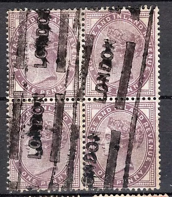 GB QV 1d Lilac With London Parcel 1890's Postmarks Block Of Four • £3.50