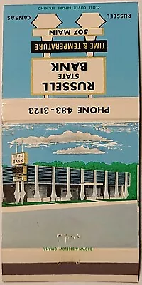 30 Strike Matchbook Cover Russell State Bank Russell KS Kansas Time Temperature • $4.95