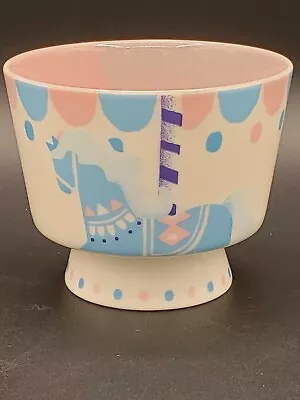 Starbucks Ceramic Carousel Horse Ride Ice Cream Bowl Merry-Go-Round Pink Blue.   • $12.99