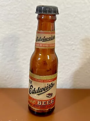 EDELWEISS Light Beer Mini Glass Bottle - Schoenhofen Chicago Illinois - Vintage • $20.55
