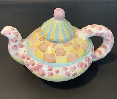 Vintage MacKenzie-Childs Teapot Ornament Missing Ribbon Pastel Colors 1997 HTF • $250