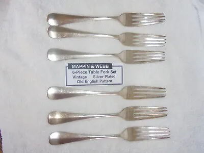 Vintage Mappin & Webb Silver Plated 6 Piece Table Fork Cutlery • $54.50