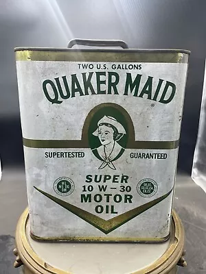 VINTAGE Quaker Maid Super MOTOR OIL 2 GALLON Metal CAN Advertising • $50