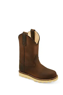 Old West Brown Youth Boys Leather Cowboy Boots • $26.99