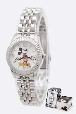 Disney MCKAQ1566 Women's Mickey Mouse Silver Tone Classic Fluted Bezel Watch • $23.95