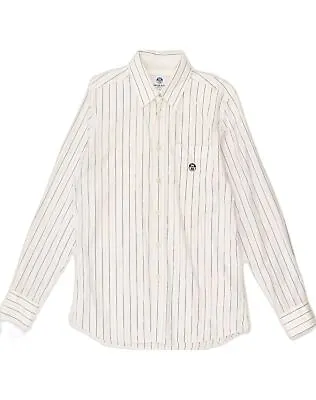 NORTH SAILS Mens Shirt Large White Pinstripe Cotton CL06 • £13.48