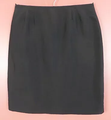 SK19409- KASPER Women Silk Career Pencil Skirt Back Slit Solid Black Lined 16P • $20.36