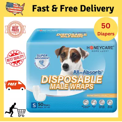 50 Pack Waist Disposable Dog Diapers Male Wraps Belly Bands Pet Soft(Small Size) • $22.79