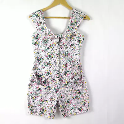 G. Pellini Vtg Romper Juniors 5/6 Pale Pink Floral Tie Details Buttons 70's 80s • $28