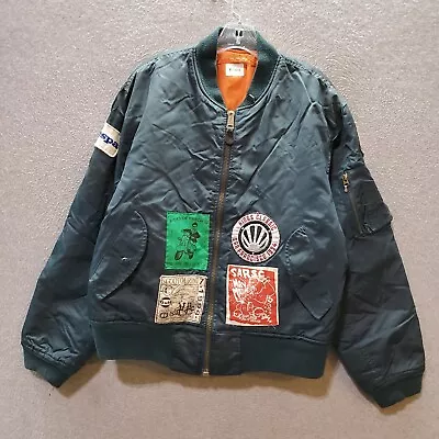 VINTAGE Flyers Man Men Jacket Blue Medium MA 1 Vespa Ireland Scooter Rally 90s • $199.89