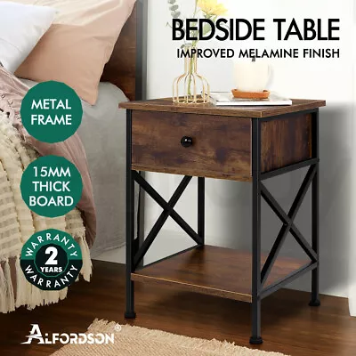 ALFORDSON Bedside Table RGB LED Nightstand 2/3 Drawers Side Table Storage • $69.95