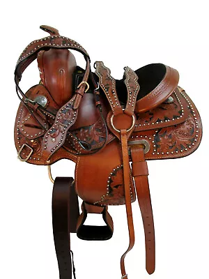 Western Youth Western Barrel Trail Floral Painted Pony Horse Saddle Miniature • $265.92