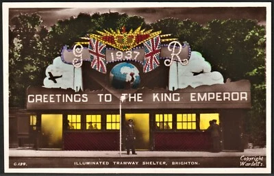 £8.50 • Buy BRIGHTON Postcard Illuminated Tramway Shelter 1937