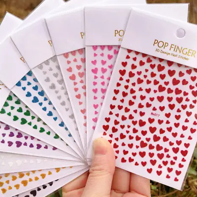 Nail Art Sticker Glitter Heart Valentine Decals Manicure DIY Peel & Stick NH6 • $2.95