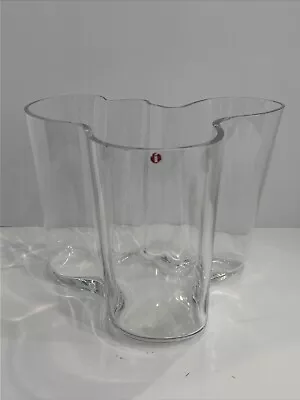 Vtg Iittala Alvar Aalto SAVOY 3030 Clear Glass Vase Free Form Signed 6”x8” • $70