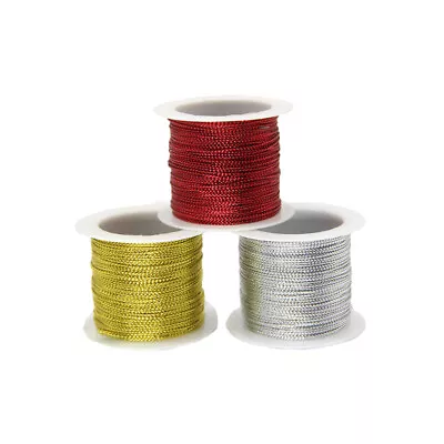 3PCS Metallic Cord Tinsel String For Gift Wrapping 20m (Gold Silver Red) • £7.12