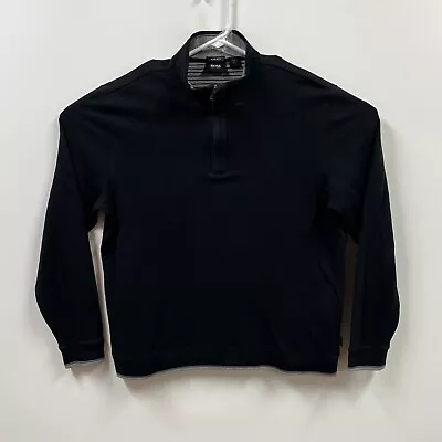 Hugo Boss Sweater Mens Xl Black 1/4 Zip Regular Fit Pullover Long Sleeve • $23.88