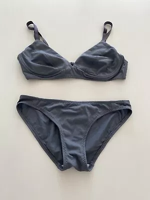 Malia Mills Gray Bikini Swimsuit Set Bottom 4 Top 34C Excellent • $49.85